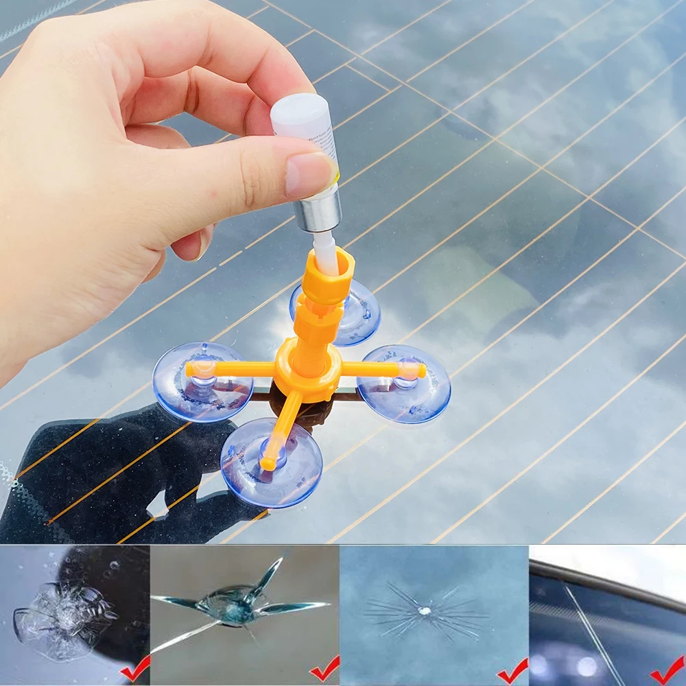 Windshield Repair Kit Quick Fix Car Cracked Glass Windscreen Repair Tool Resin Sealer DIY Auto Window Screen Polishing
