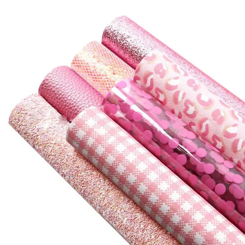 20x33cm Pink Serise Glitter Synthetic Leather Patchwork Fabric Handmade Craft Sewing Bag Clothing Pillow Material Supplies