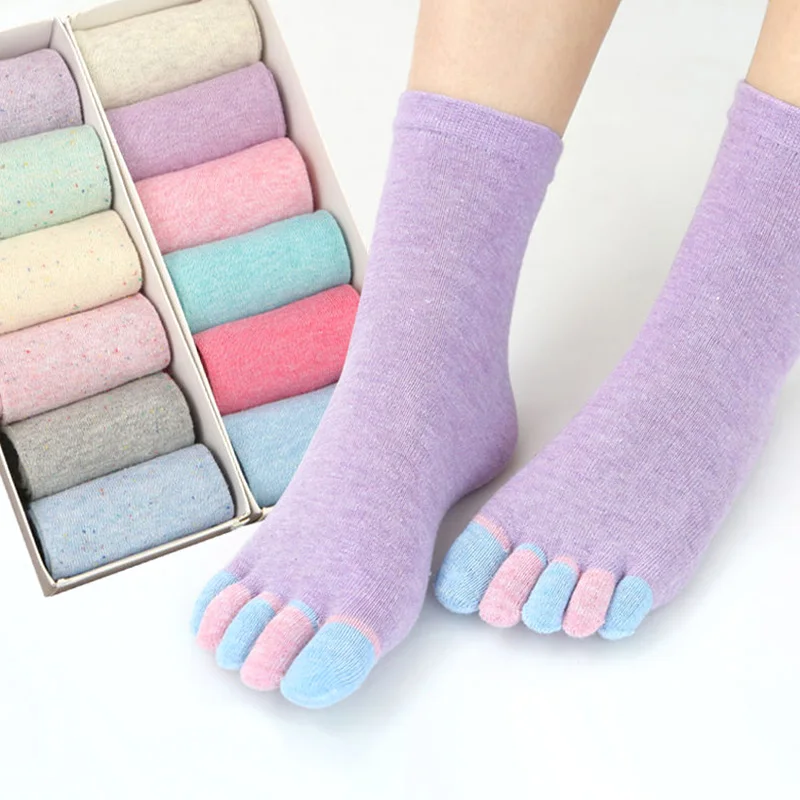 

12 Candy Colors Five Finger Socks Casual Cute Individual Breathable Women Toe Socking Party Birthday Gift One-Size