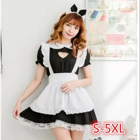 

Heart Hollow Women's Maid Dress Kawaii Lolita Outfit Milkmaid Costume Cosplay Bandage Sexy Waitress Dress Puff Sleeve Uniform