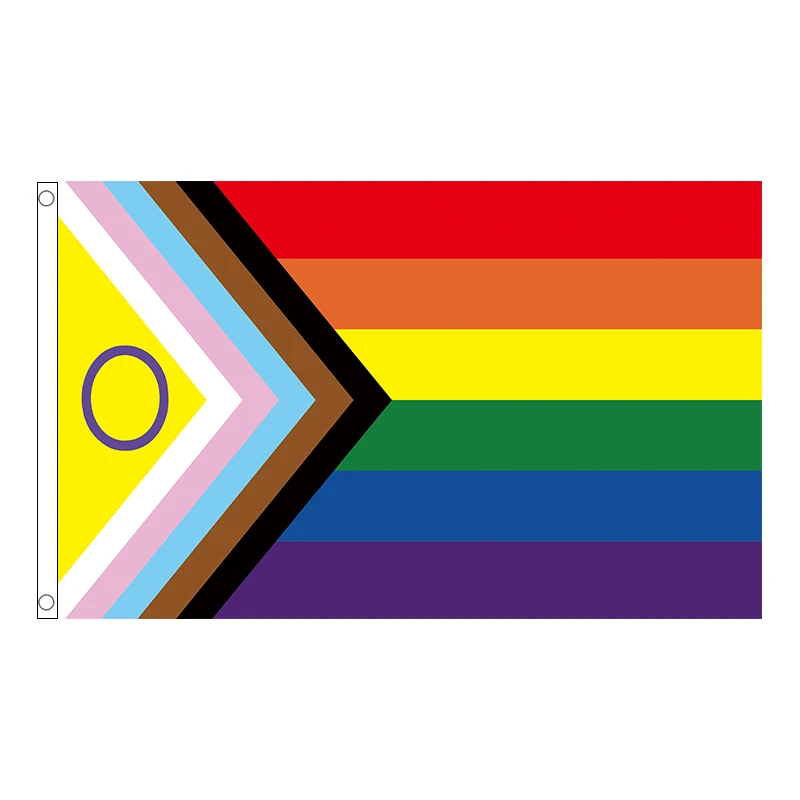 xvggdg   Bisexual  LGBT 90*150cm     Progress Pride Flag  Redesign to Better Represent Intersex People LGBT Rainbow Flags