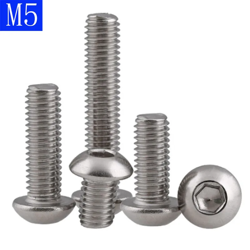 

M5 5mm M5 - 0.8 Metric 304 Stainless Steel Hex Socket BUTTON HEAD Screws Bolt A2