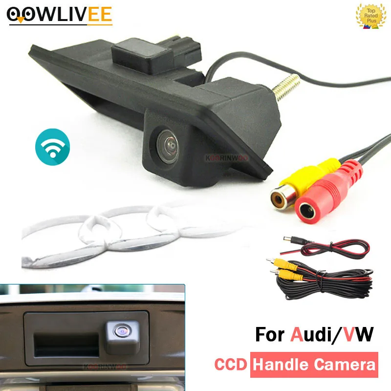 

OOWLIVEE Wireless Car Parking CCD Trunk Handle Button Rearview Camera for Audi/VW/Passat/Tiguan/Golf/Touran/Jetta/Sharan/Touareg