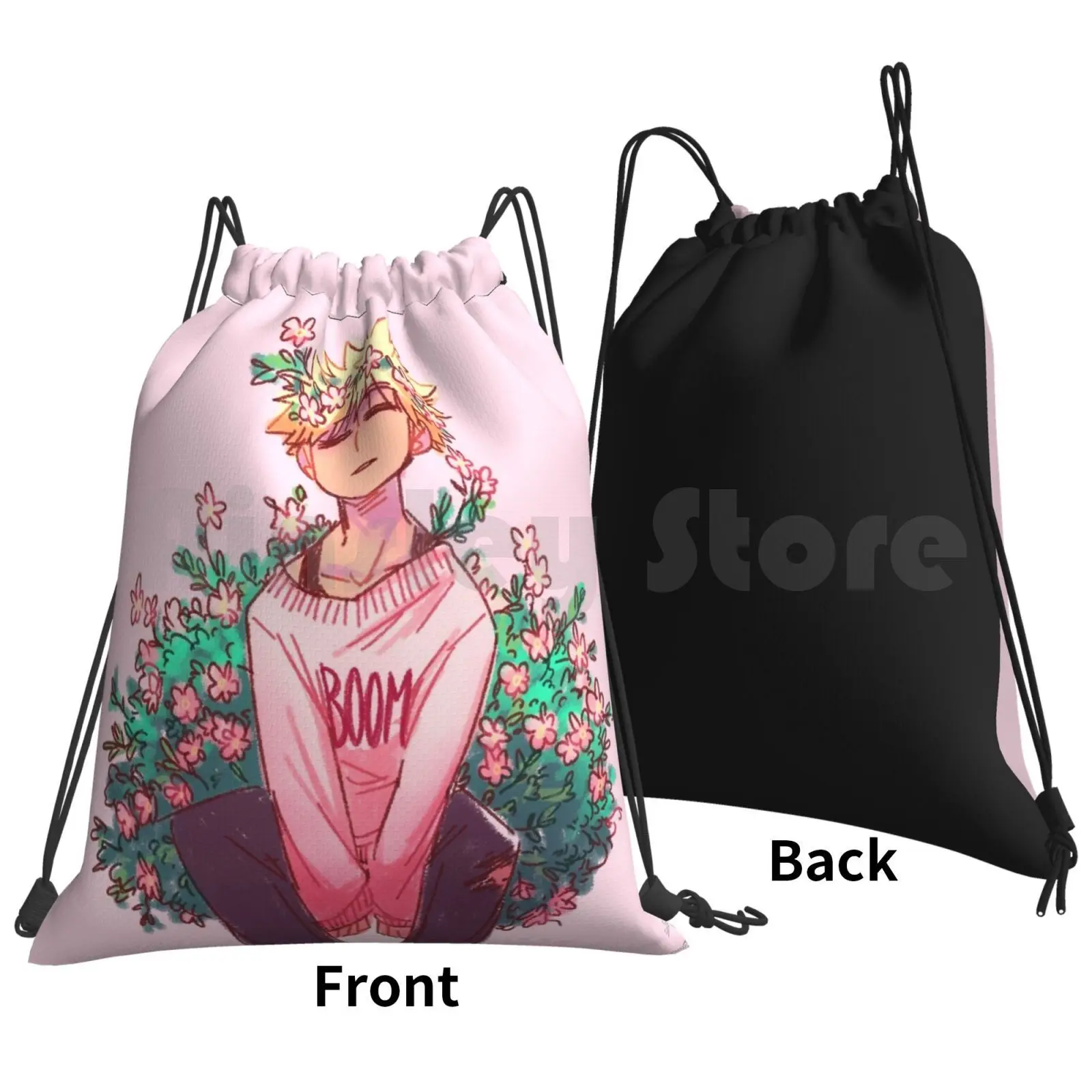 Bakugou In Pink Backpack Drawstring Bag Riding Climbing Gym Bag Katsuki Bakugou Bakugou Katsuki Mha Bnha Boku No Hero