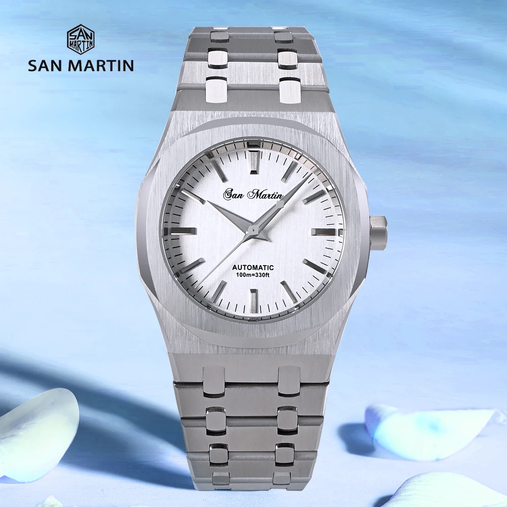 San Martin 38.5mm Miyota 9015 Vintage Luxury Men's Watch Oyster Bracelet Sapphire Glass 10Bar Automatic Mechanical Watches