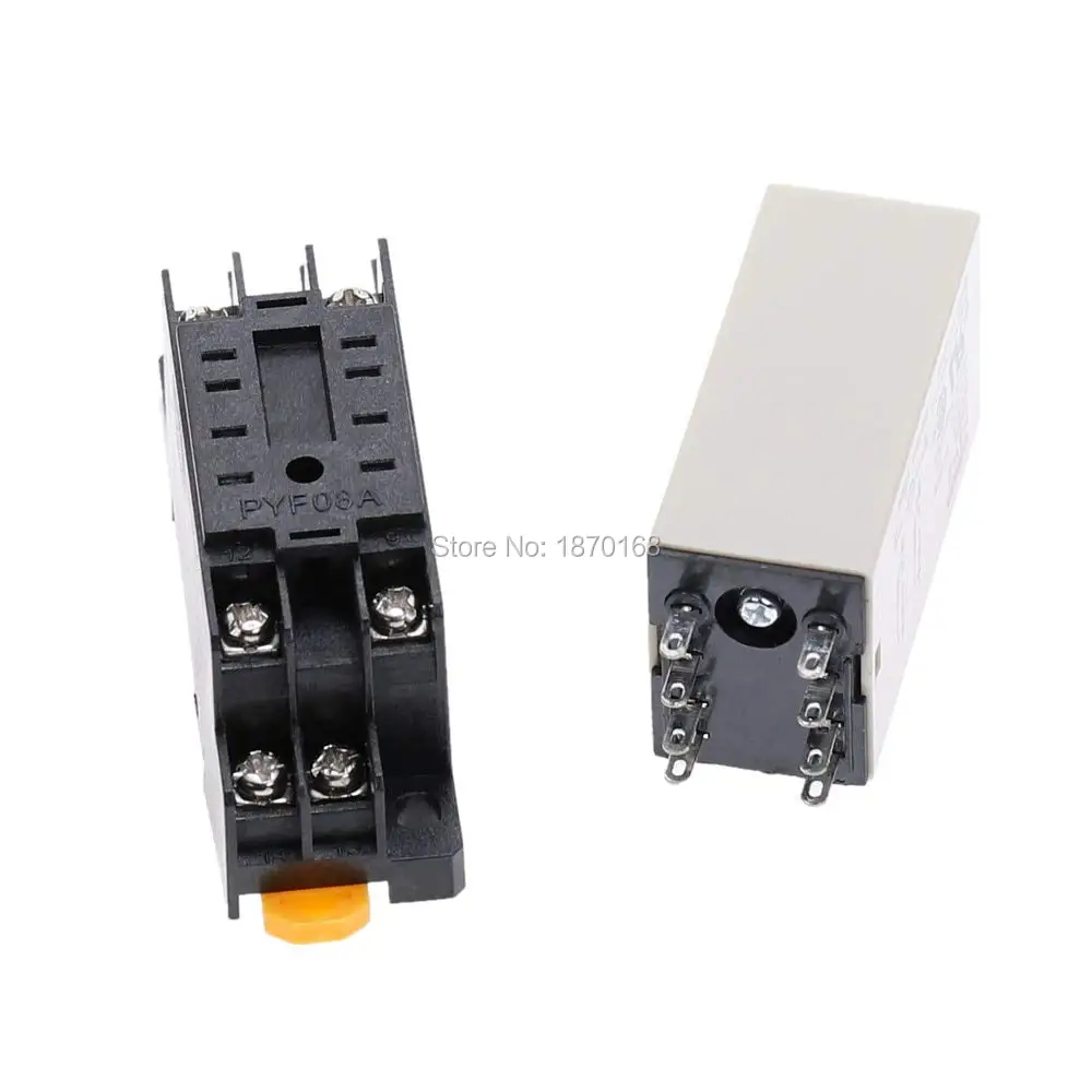 1pcs H3Y-2 DC 12V 24V /AC 110V 220V Delay Timer Time Relay 0 - 30 Minute with Base 5A