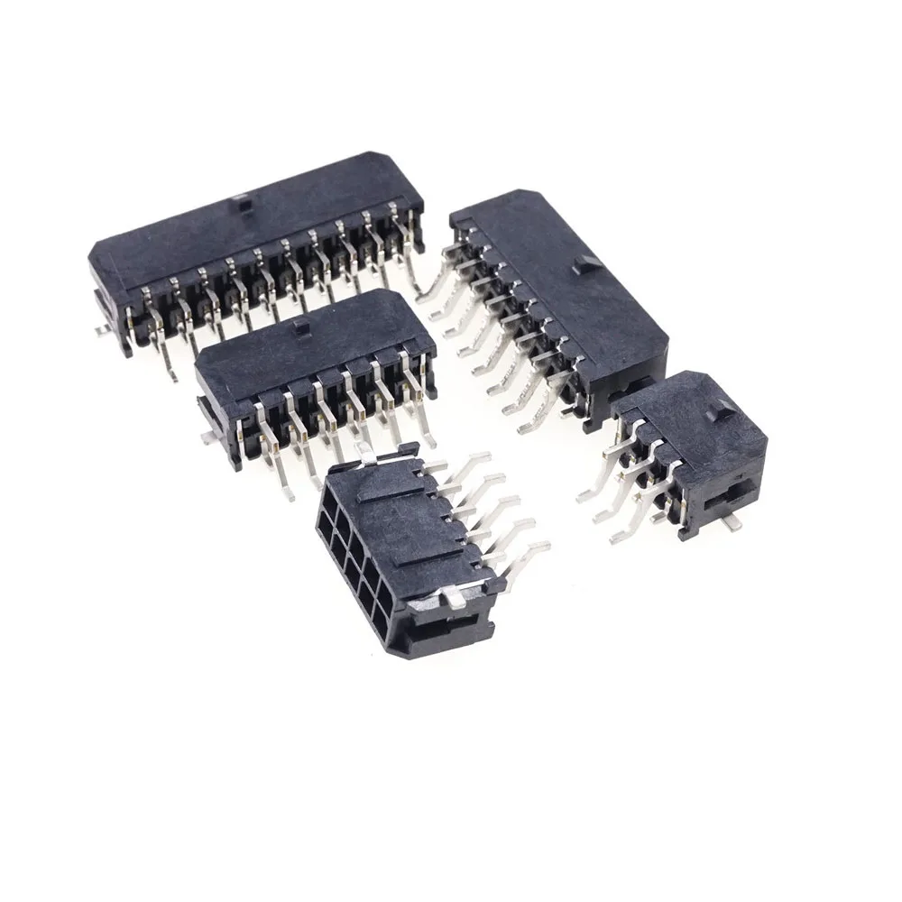 Imagem -04 - Circuitos Duplos da Fileira da Bolacha do Conector 3.0 mm Micro-ajuste dos Peças 10 12 14 16 18 20 22 24 Pinos do Ângulo Direito Estanho da Guia da Solda de Smt 1000100