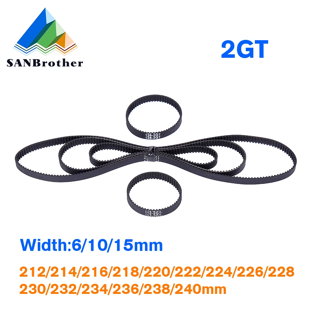 

3D Printer Belt Closed Loop Rubber GT2 Timing Belt 2GT-6 220 212 214 216 218 222 224 226 228 230 232 234 236mm Width 6 10 15mm