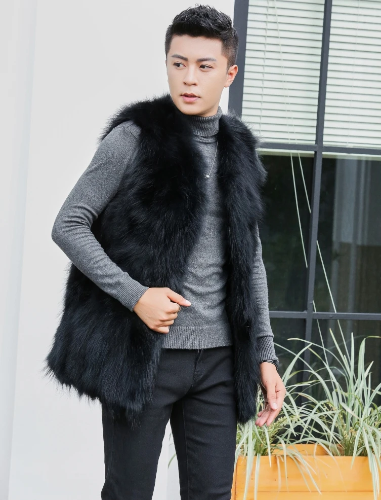 New Real genunie natural raccoon fur vest men's fashion Gilet warm winter custom any size