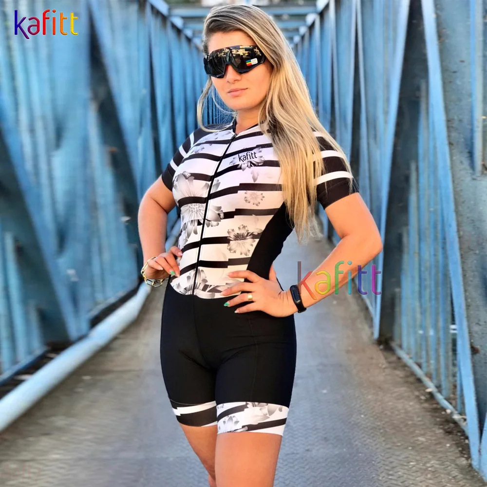 

2022Kafitt Women's Short Sleeve Cycling Clothes Triathlon Skinsuit Sets Little Monkey Macaquinho Ciclismo Feminino Jumpsuit Kits