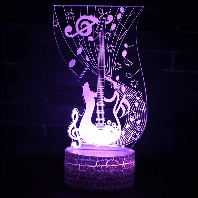 Acrylic Table Lamp USB Battery Powered 3D Bass Guitar Violin Home Room Decor Led Lights Lamp Creative Night Lights Holiday Gift