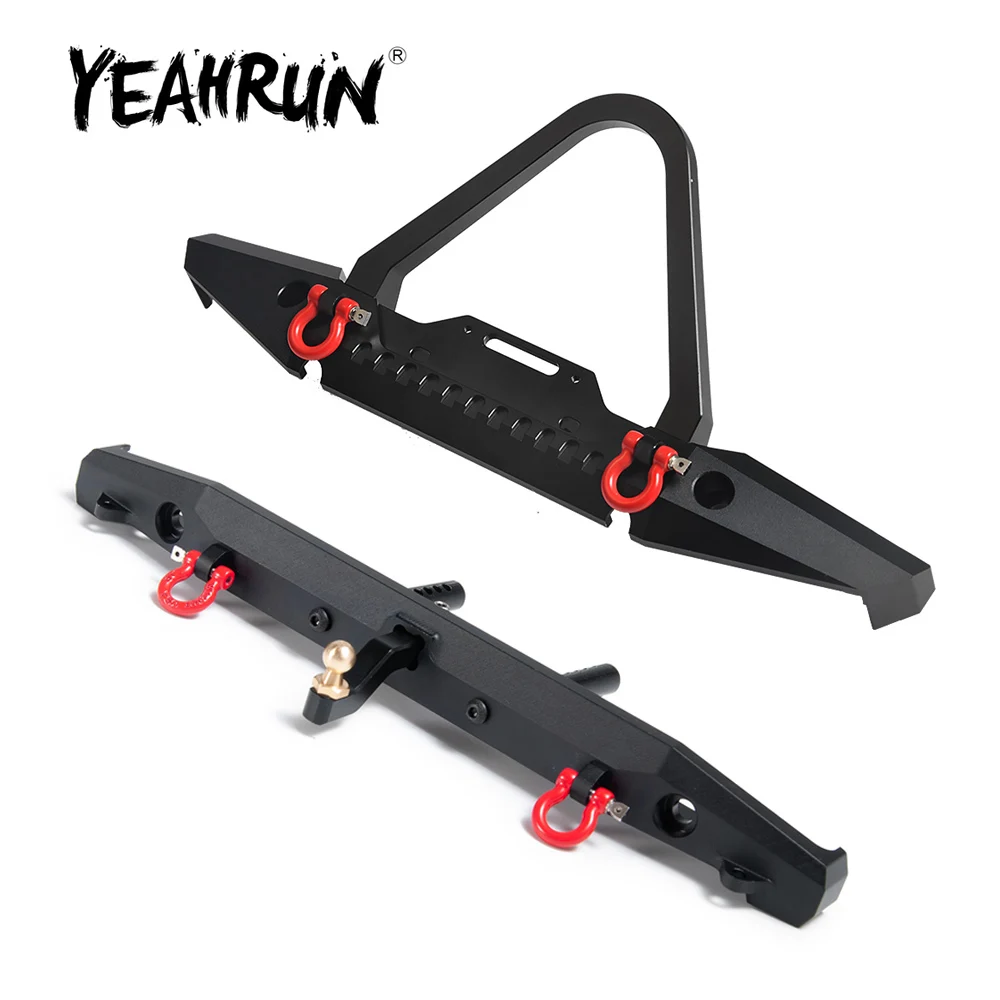 

YEAHRUN Metal Anti Collision Front / Rear Bumper with D-rings Rescue Trailer Hook & Led Light for Traxxas TRX-4 TRX4 1/10 RC Car