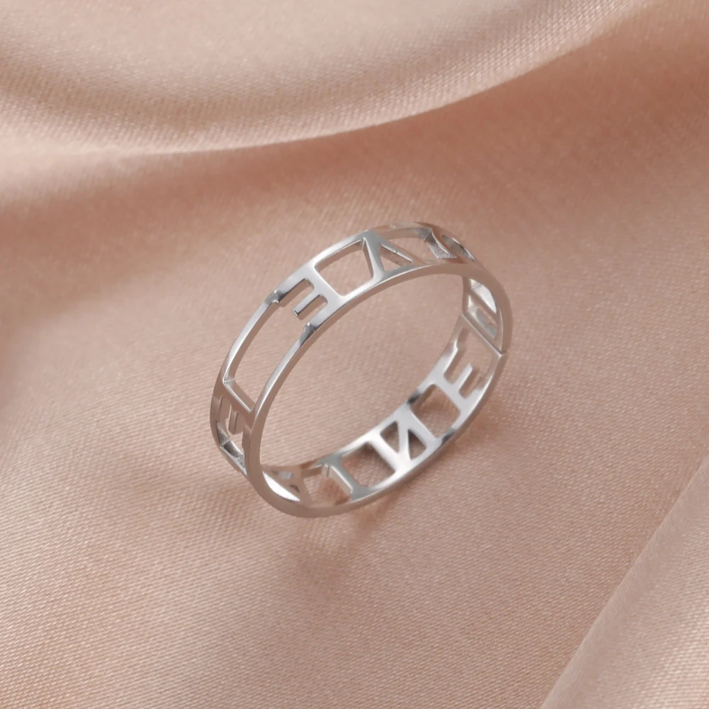 Custom Name Ring Hollow Stainless Steel Jewelry Customized Rings for Men Women Promise Ring Wedding Birthday Christmas Gifts