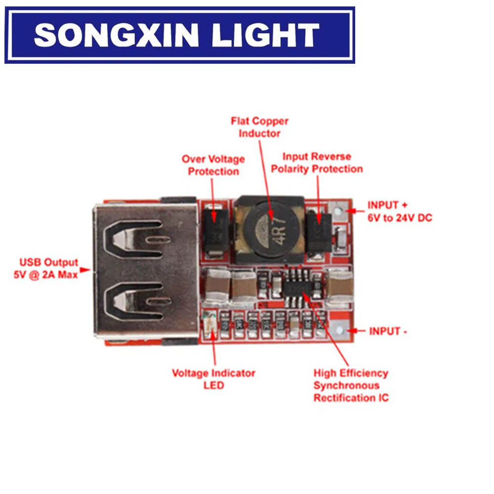 1PCS New And Original Fine 6-24V 12V/24V to 5V 3A CAR USB Charger Module DC Buck step down Converter 12v 5v power supply module image 4