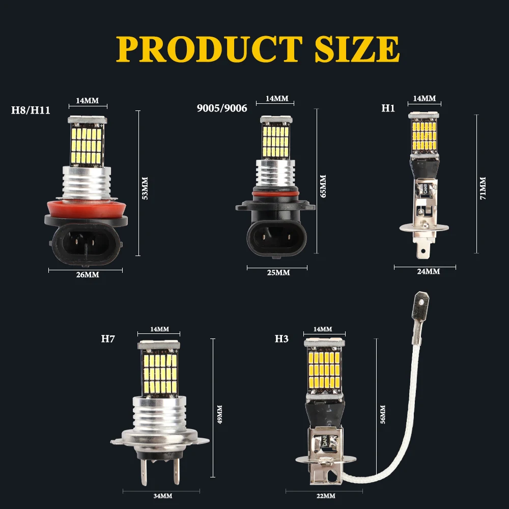 1 Uds. Luz antiniebla H1 H3 LED H7 H11 H8 9006 HB4 9005 HB3 bombillas de faros de coche lámpara LED con Chip 4014 luces antiniebla automáticas luz de marcha