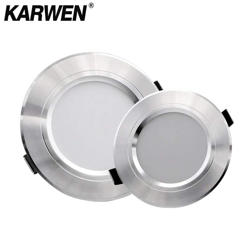 KARWEN LED Downlight gümüş gövde AC 220V 230V 240V tavan işık 5W 9W 12W 15W 18W Led spot oturma odası için