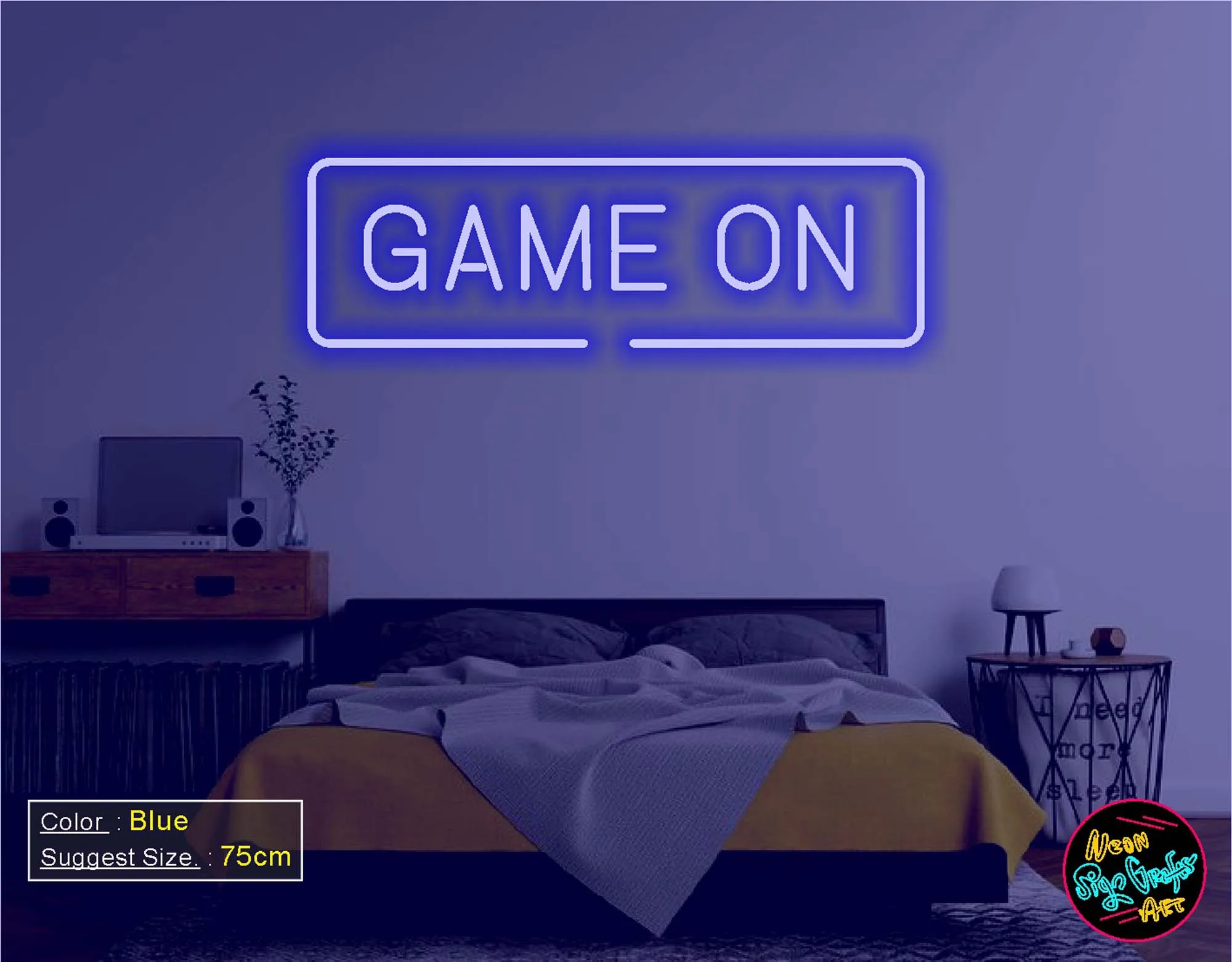 Game On Neon Sign Handmade Custom Neon Sign,Wedding Light Sign,Neon Led Sign,Neon Lights For House, Room or Store,Party Decorati
