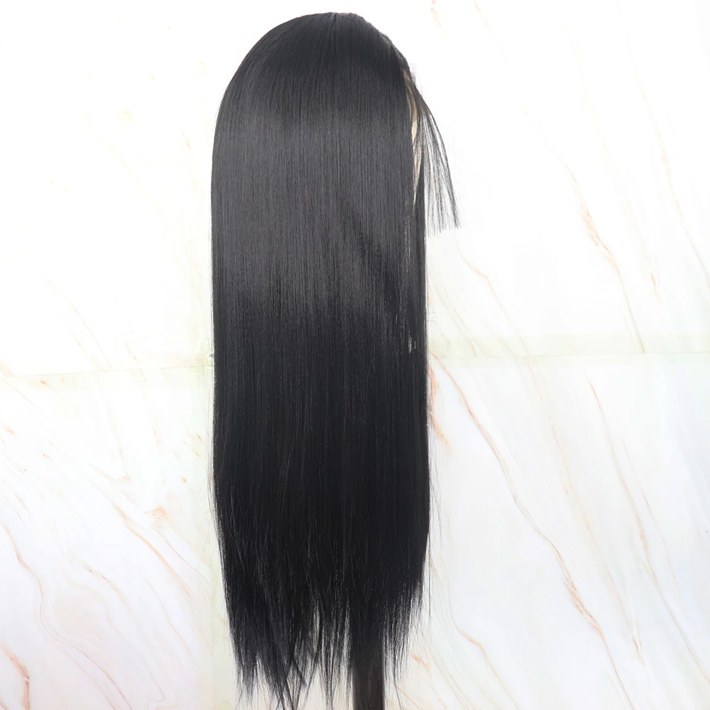 Beautiful Diary Silky Straight Synthetic Lace Front Wig With Baby Hair Black Color Heat Resistant Fiber Synthetic Wig For Women