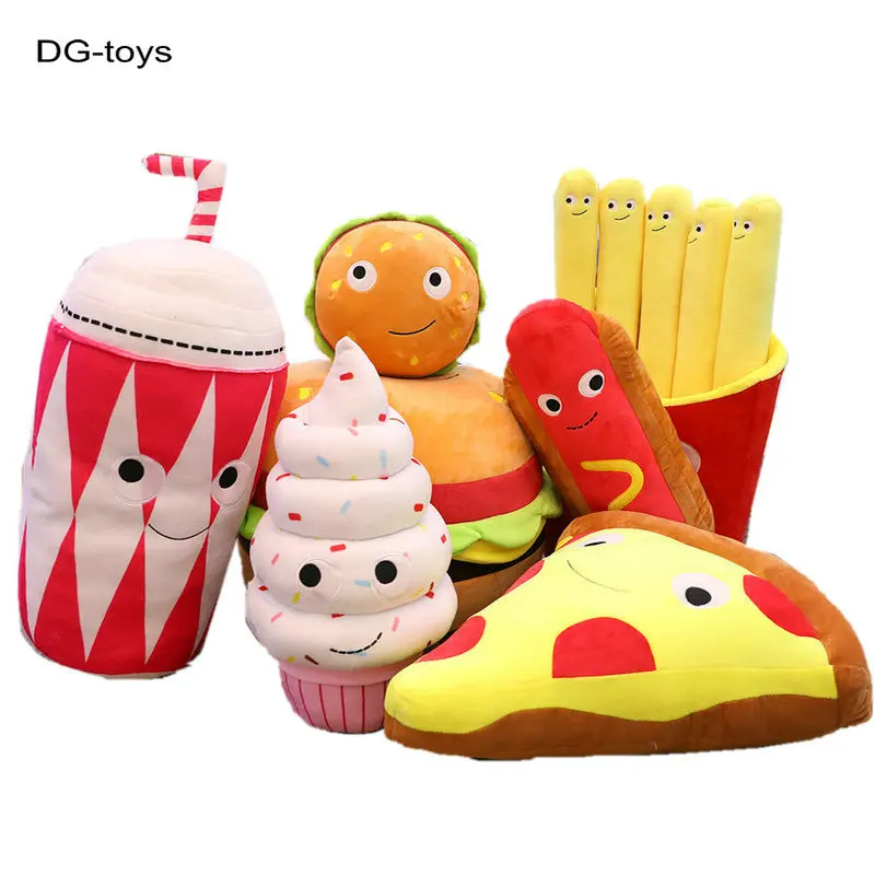 plush hamburger Pizza Toy ice cream french fries toy stuffed fast food Popcorn cake pizza pillow cushion kid toy birthday gift