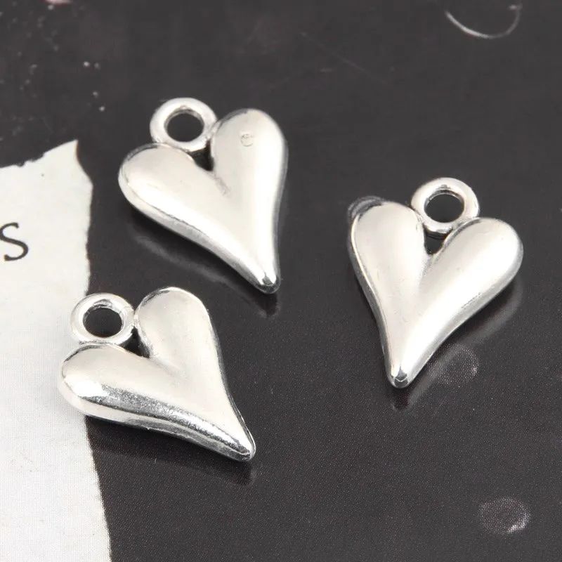 30pcs Silver Color 16x11.5mm Double Sided Blank Heart Charms Love Pendant Fit DIY Jewelry Making Handcrafted Accessories