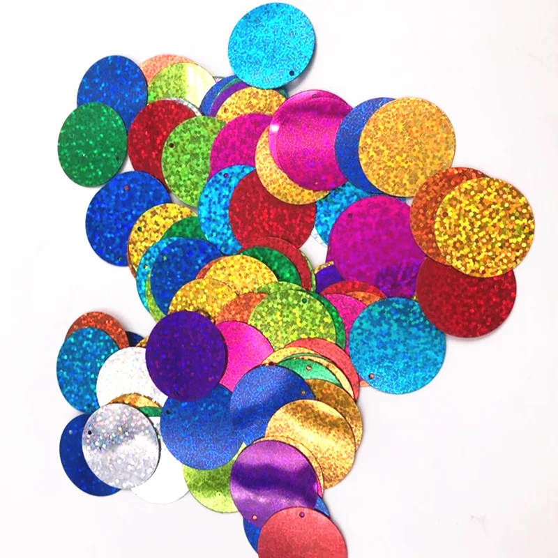 30p/Bag 30mm Laser Mixed Round Flat Sequins PVC Paillettes Sewing Wedding Craft  DIY Women Costume Lentejuelas Accessories