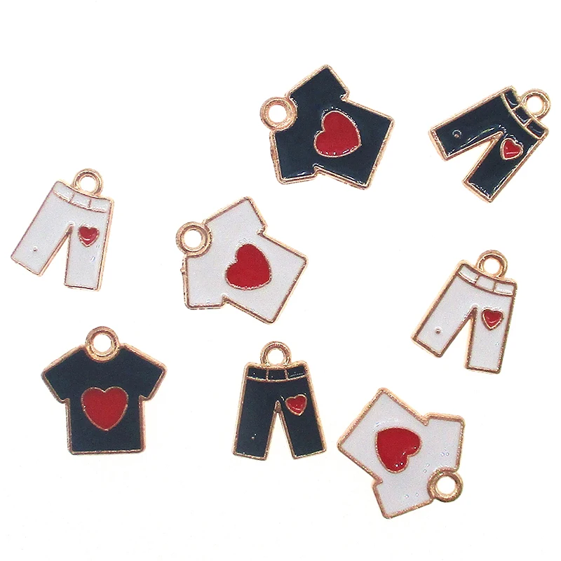 10pcs Clothes Pants Enamel Trousers Charms Clothes Handbags Alloy Pendants DIY Earring Bracelet Jewelry Accessory XL645