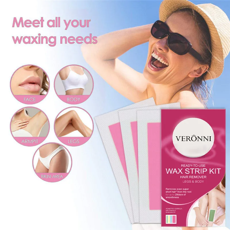 VERONNI 20 Pairs Double Side Wax Strips Face Body Hair Removal Remover Nonwomen Wax Papers Depilator