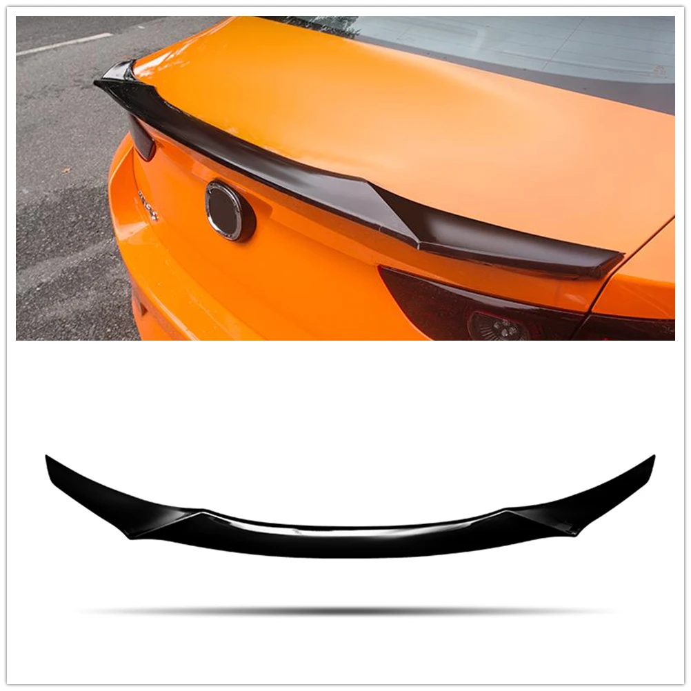 

For Mazda 3 Axela 2019-2020 Gloss Black/Carbon Fiber Look Rear Trunk Spoiler Wing Mazda3 Car Tailgate Lid Upper Splitter Lip Kit