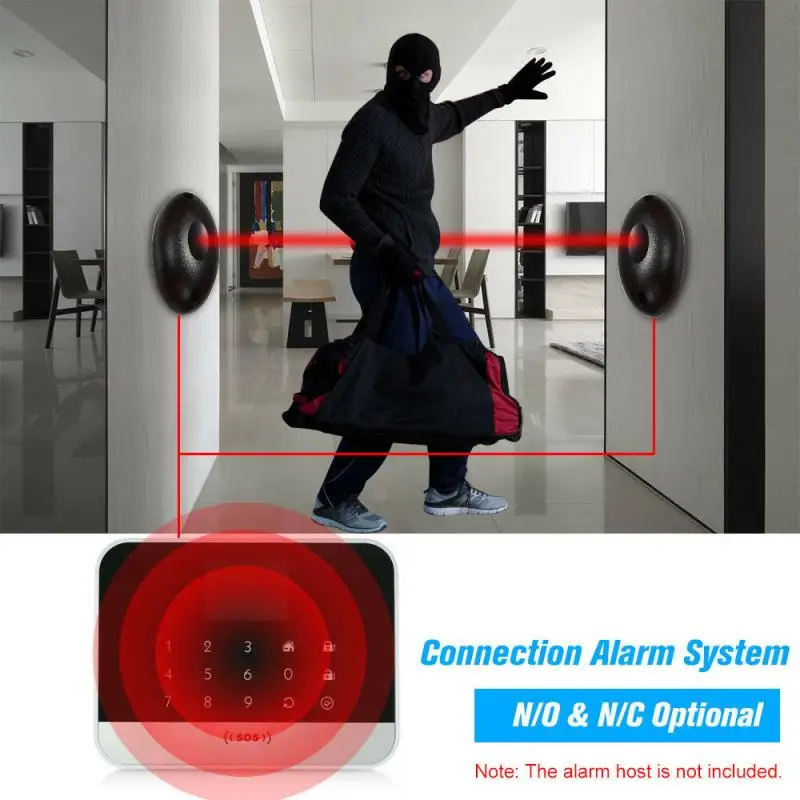 2 Single Beam Alarm Photoelectric Infrared Detector Home Door Security System Waterproof and protect