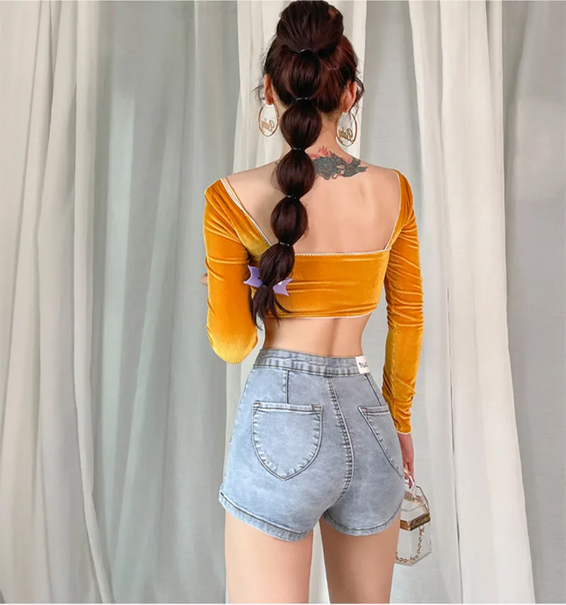 Sexy Skinny Denim Hot Shorts Summer Women High Waist Denim Jean Shorts 90's Clothes y2k Hotpants