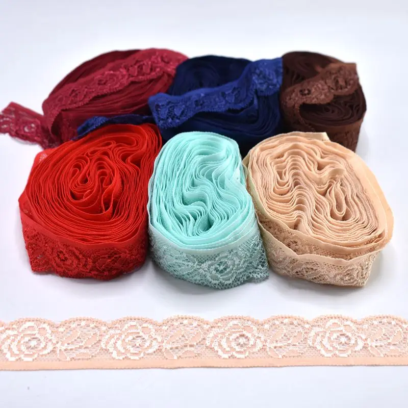 10Yards/lot Dark Brown Elastic Lace Trims for Sewing Clothing Wedding Decorations 24mm Christmas Stretch Lace Fabric Ribbon DIY