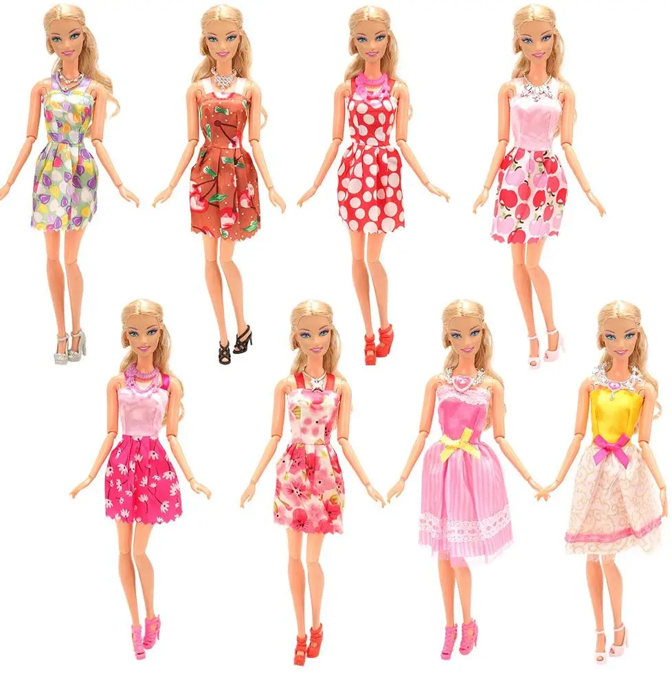 Free shipping Fashion Handmade 10 Items/set = Random 10Pcs/Set Barbies Doll Clothes Accessories