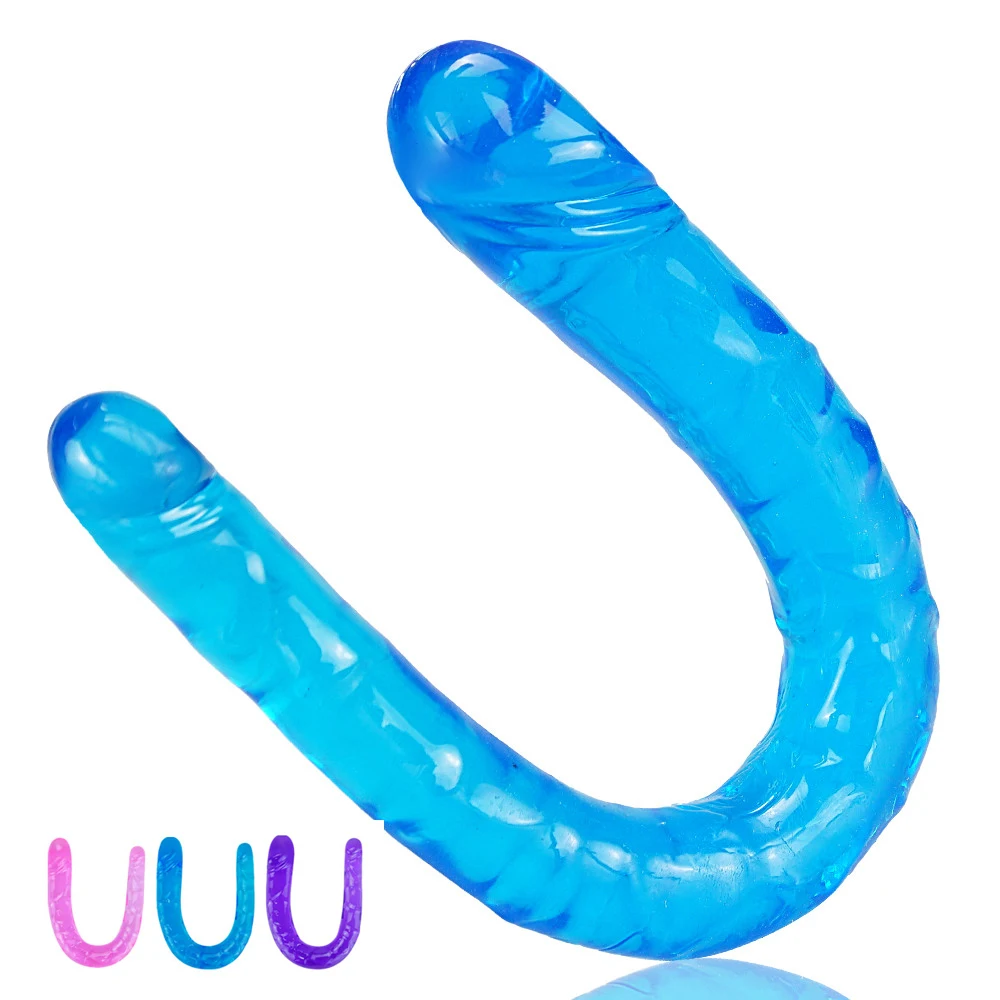 Double Dildo Soft Jelly Gay Lesbian Ended Dong Artificial Penis Vagina Anal Sex Products For Woman