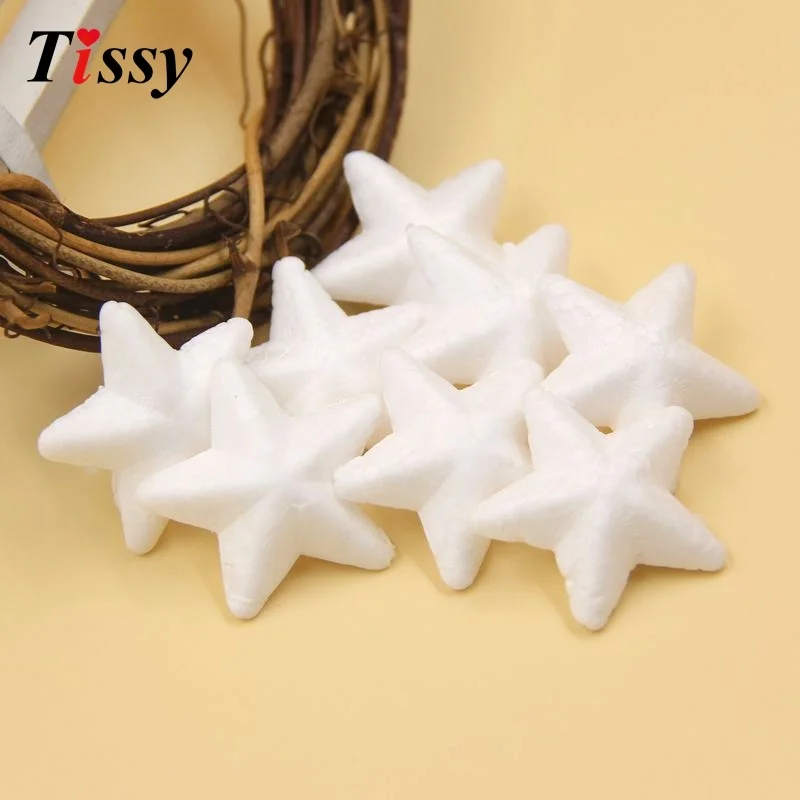 Bola de espuma de poliestireno modelo estrella, 50 piezas, 3/4, 8CM, suministros de bricolaje, decoraciones para fiestas de Navidad