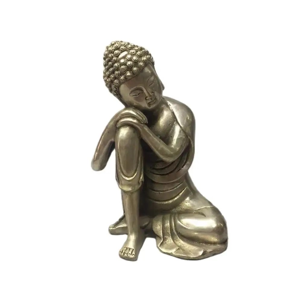 

MOEHOMES Tibet Silver Squatting Shakya Mani statue Buddha statue metal crafts home decoration