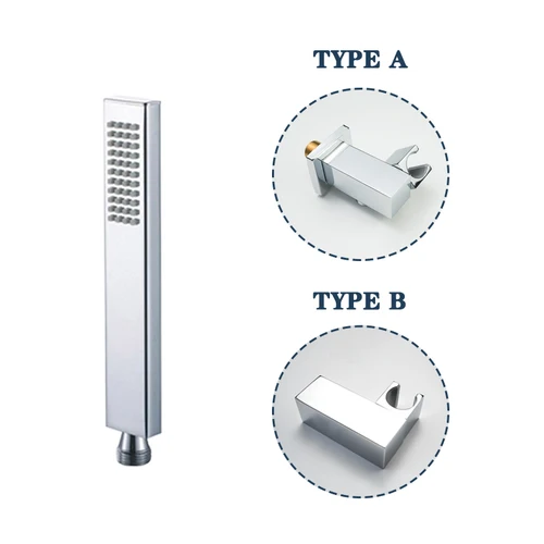 Imagen 2 del producto Juego de ducha de mano de latón cromado plateado, cabezal de ducha de mano montado en la pared, soporte de latón, manguera de 150CM, rociador de ducha de ahorro de agua