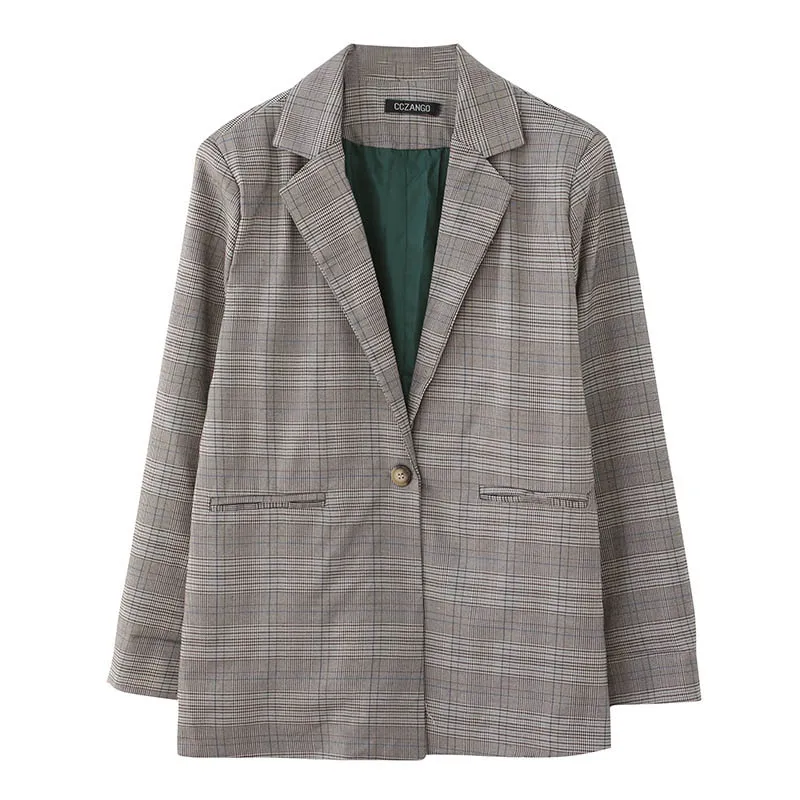 150Kg Plus Size Women's Spring aAutumn Plaid Blazers Jacket Bust 150cm 6XL 7XL 8XL 9XL Loose Long-Sleeved Temperament Coat