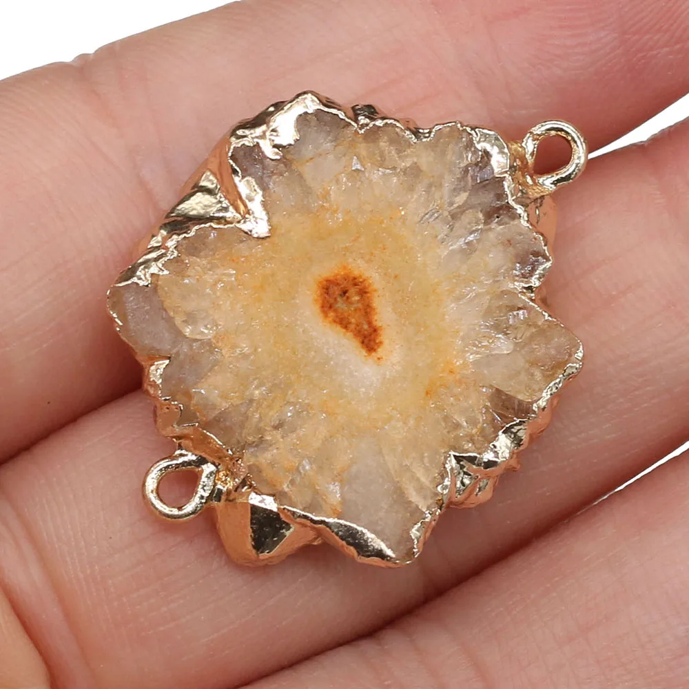 1PC Natural Gem Stone Charms Connector Agates Druzy Quartz Pendant for Handmade Jewelry Making DIY Bracelet Earrings Necklaces