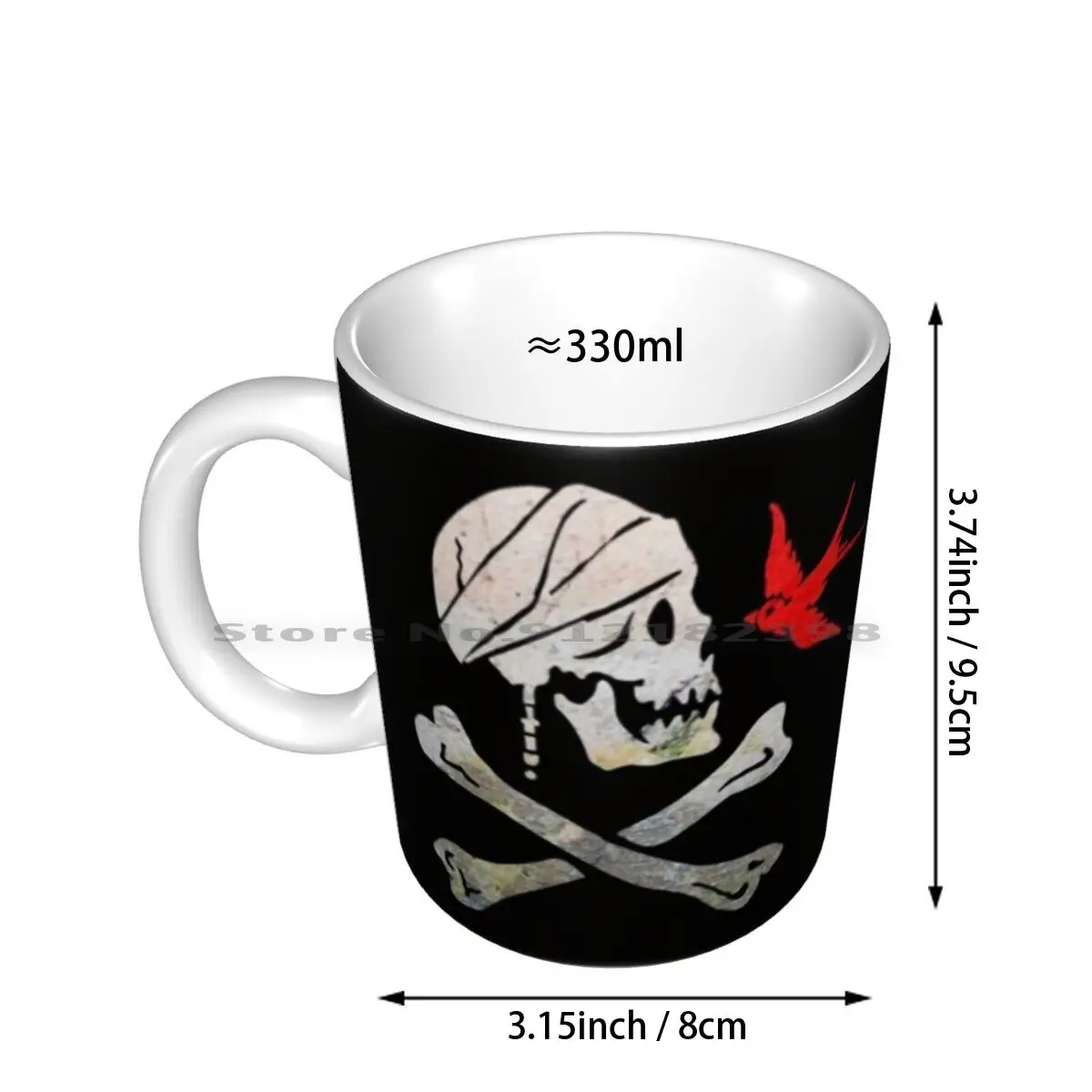 Jack's Flag Ceramic Mugs Coffee Cups Milk Tea Mug Flag Jolly Roger Skull Pirate Pirates Caribbean Creative Trending Vintage