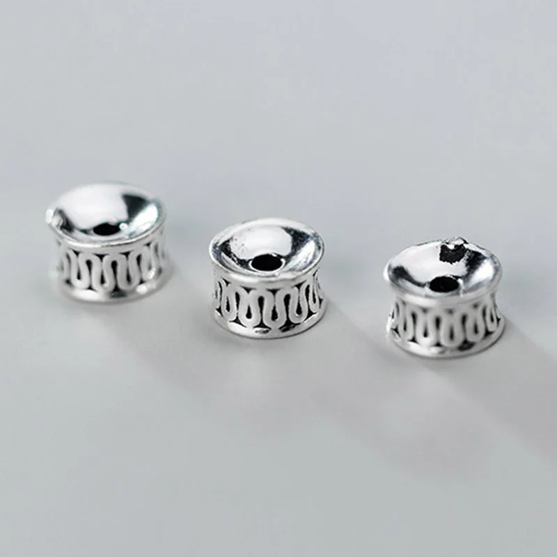 1pc 100% 925 Sterling Silver Curve Design Wheel Loose Beads 7mm Handmade Prayer Space Silver Beads DIY Fancy Jewelry Findings