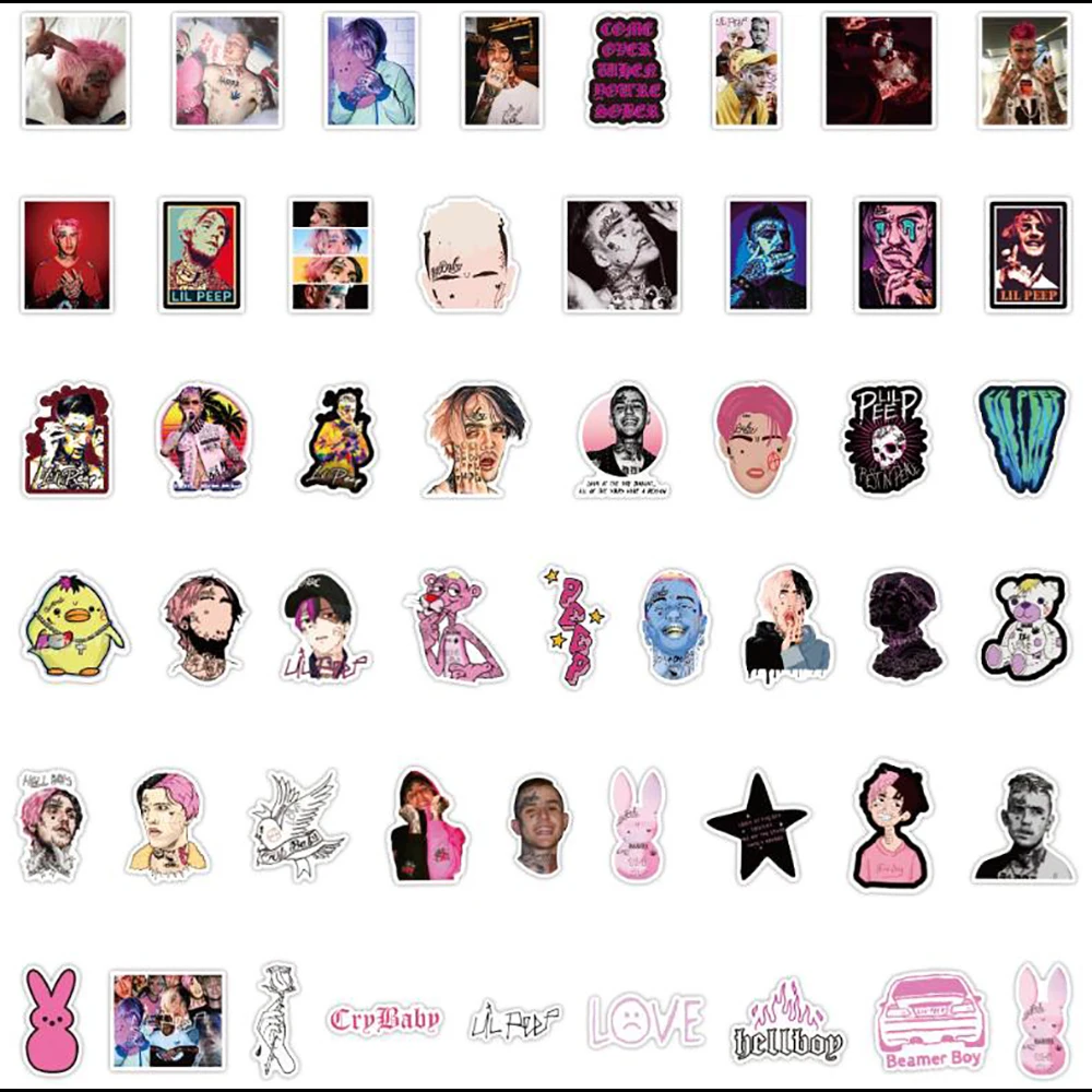 10/30/50PCS Lil Peep Rapper Stickers Luggage Skateboard Waterproof DIY Waterproof Graffiti Classic Toy Decals Sticker Kid Gift