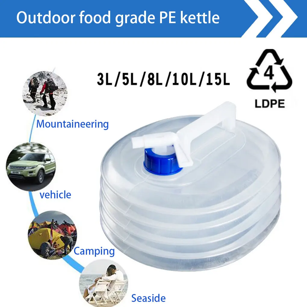 3/5/8/10/15L Collapsible Water Container Outdoor Hiking Fishing Foldable Water Bag Camping Water Tank Bucket