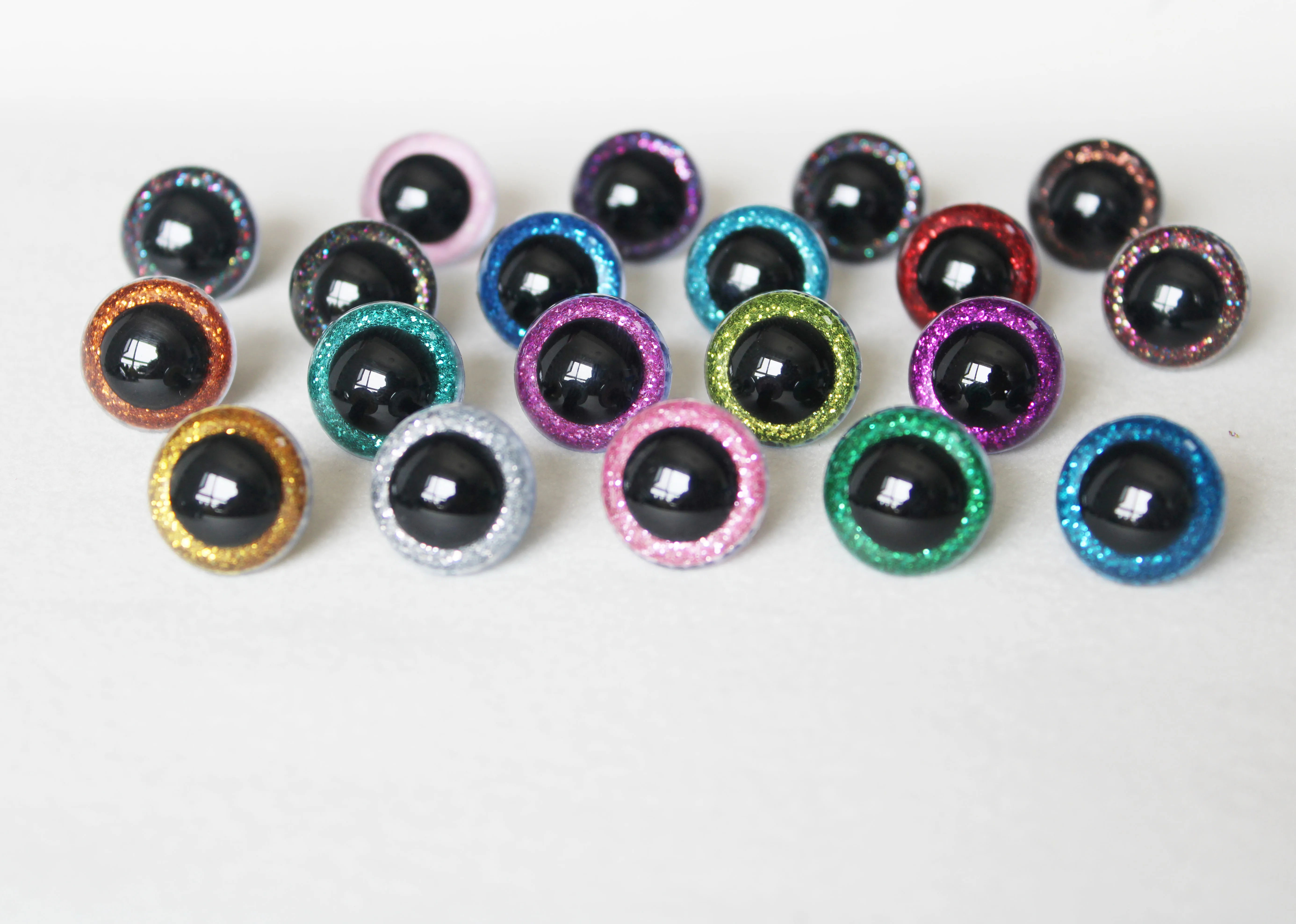 20 pces -- n18 -- 13mm a 28mm brilho redondo colorido brinquedo olhos de segurança + mão imprensa washerfor boneca de pelúcia diy