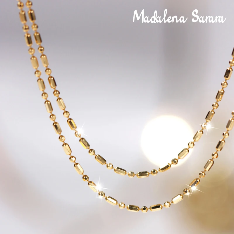 MADALENA SARARA Pure 18k Gold Chain Necklace Au750 Gold Simple Bamboo Style Women Necklace 2g