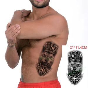 Waterproof Temporary Tattoo Stickers Cross Lion King Crown Animal Head Fake Tatto Flash Tatoo Body Art for Women Men