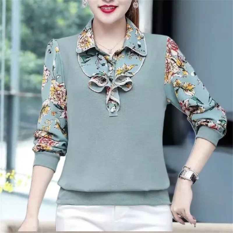

Women T-shirt Spring Summer New Bottoming Shirt Female Loose 5XL Casual Tops Long Sleeve Printing Shirt C966