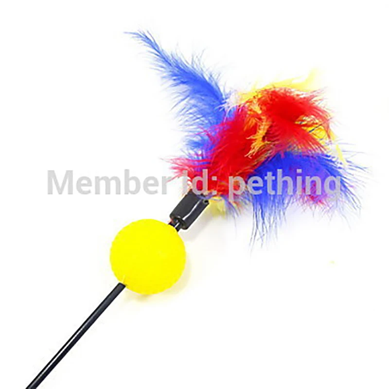 2pc/Lot Funny Pet Puppy Cat Toys Rustle Colorful Design Feather Ball Style Teaser Wand Toy  Pet Toys Cat Tease Toys