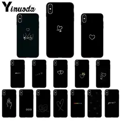Yinuoda Black Simple Lines Love Heart TPU Soft High Quality Phone Case for iPhone 8 7 6 6S Plus 5 5S SE XR X XS MAX Coque Shell