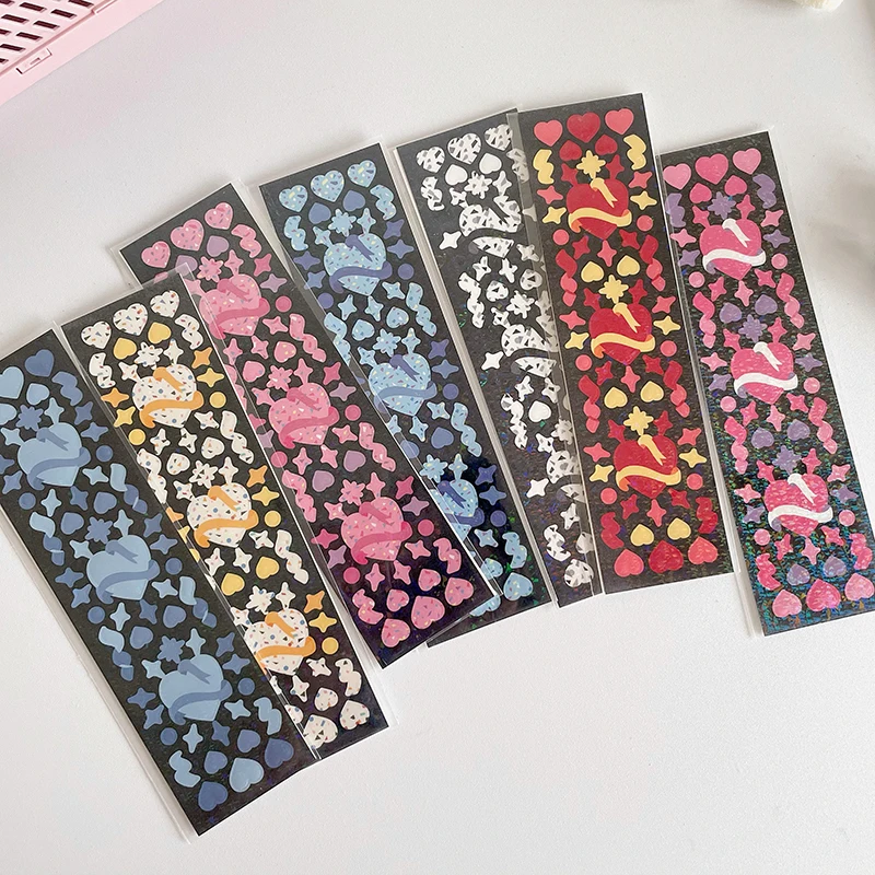 

Cute Colorful Ribbon Cow Love Laser Stickers Scrapbooking Decorative Korean DIY Diary Album Stick Stationery Planner Sticker
