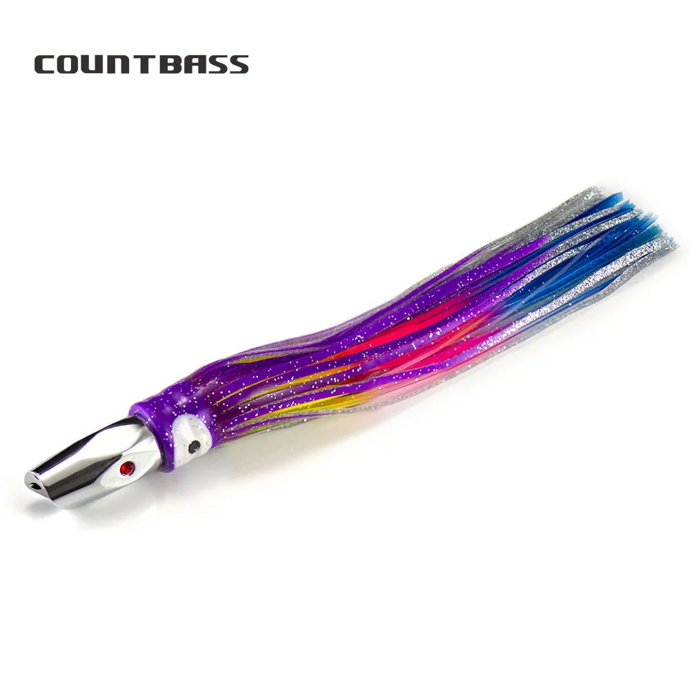 

Countbass Diamond Jet Head Trolling Fishing Lures, Brass Bullet with Squid Skirt, Tuna Wahoo Marline Sailfish Kinfish 7.3oz